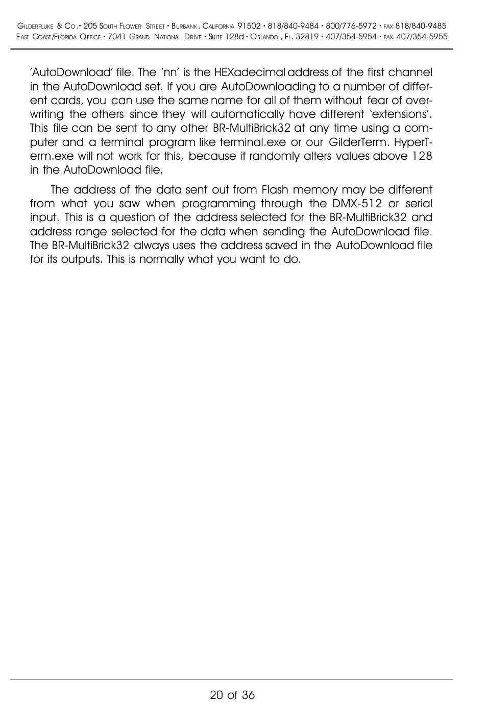 20 of 36 | Gilderfluke&Co BR-MultiBrick32 User Manual | Page 26 / 42