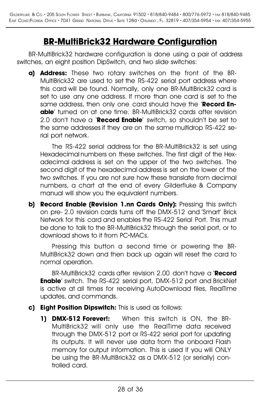 Br-multibrick32 hardware configuration, 28 of 36 | Gilderfluke&Co BR-MultiBrick32 User Manual | Page 34 / 42