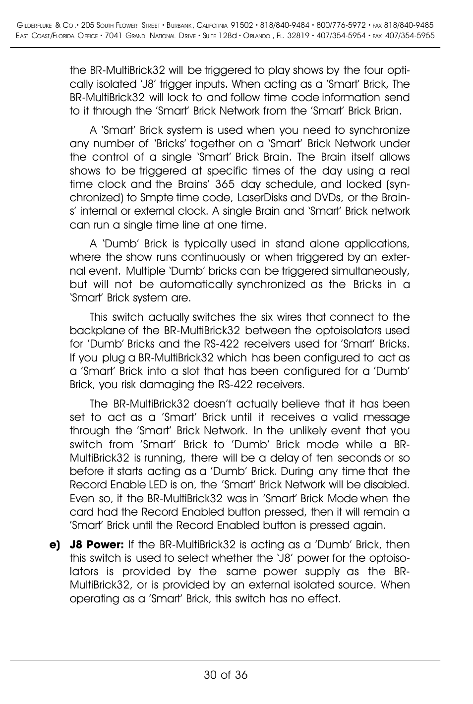 30 of 36 | Gilderfluke&Co BR-MultiBrick32 User Manual | Page 36 / 42
