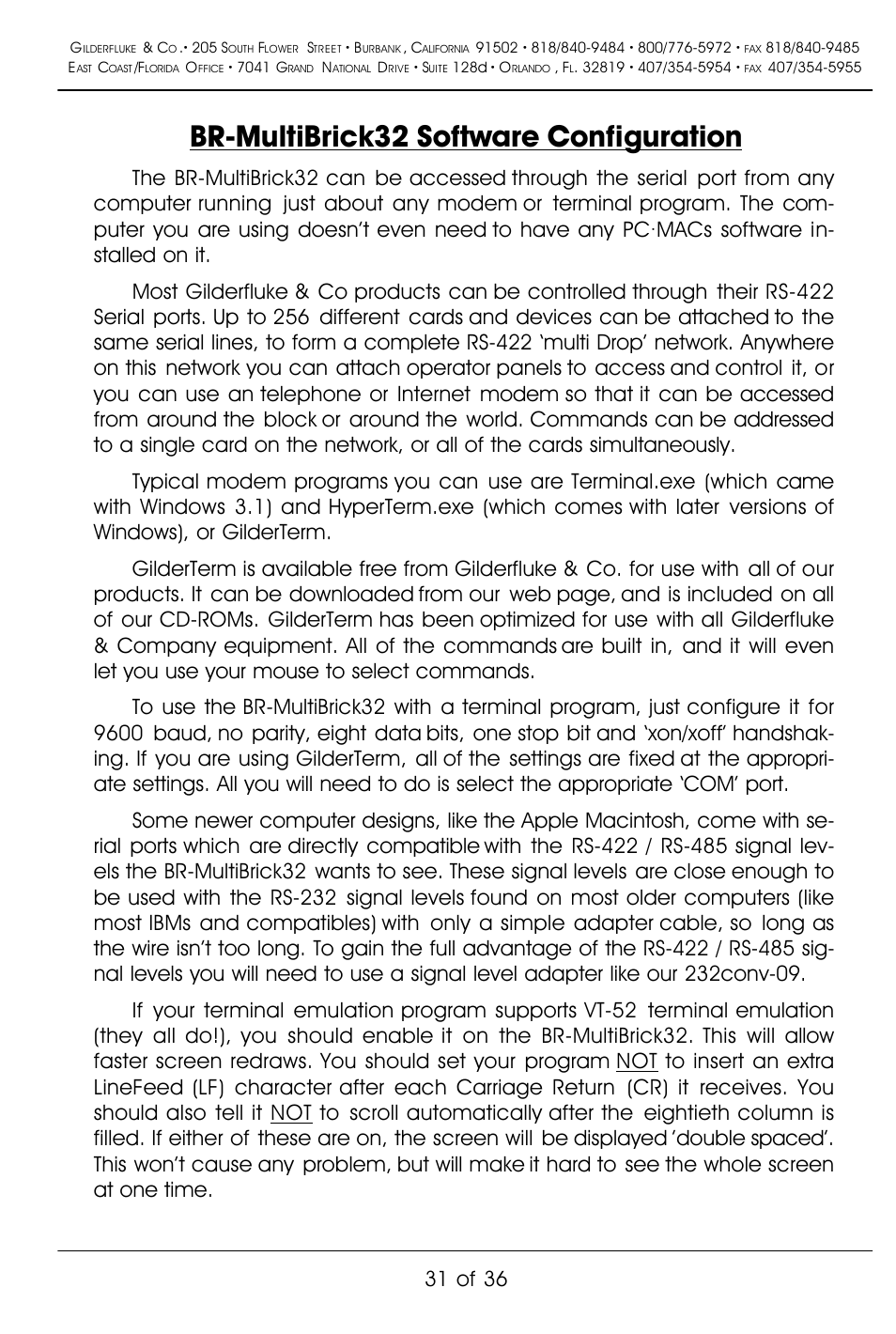 Br-multibrick32 software configuration, 31 of 36 | Gilderfluke&Co BR-MultiBrick32 User Manual | Page 37 / 42