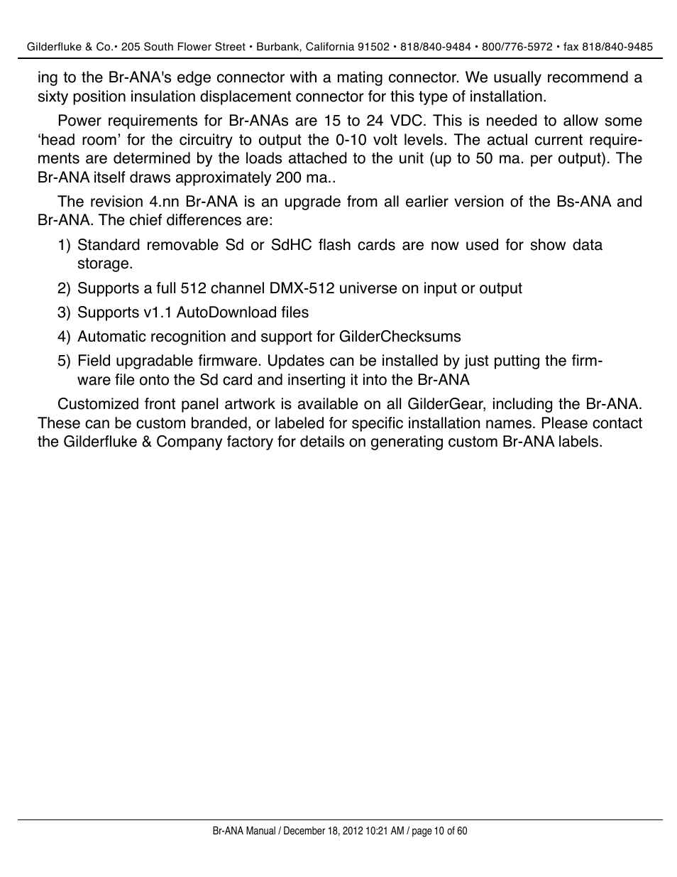Gilderfluke&Co BR-ANA Analog Output Smart/Dumb Brick User Manual | Page 10 / 60