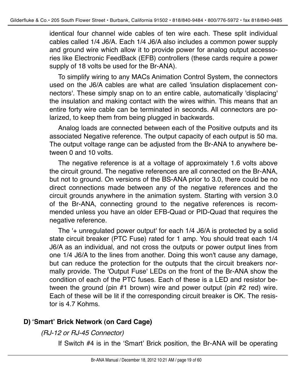 ʻsmartʼ brick network (on card cage) | Gilderfluke&Co BR-ANA Analog Output Smart/Dumb Brick User Manual | Page 19 / 60
