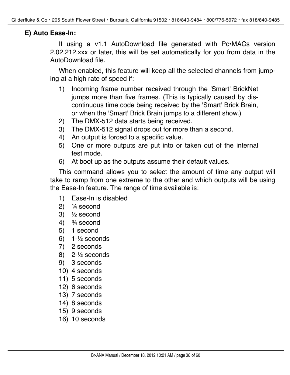 Auto ease-in | Gilderfluke&Co BR-ANA Analog Output Smart/Dumb Brick User Manual | Page 36 / 60