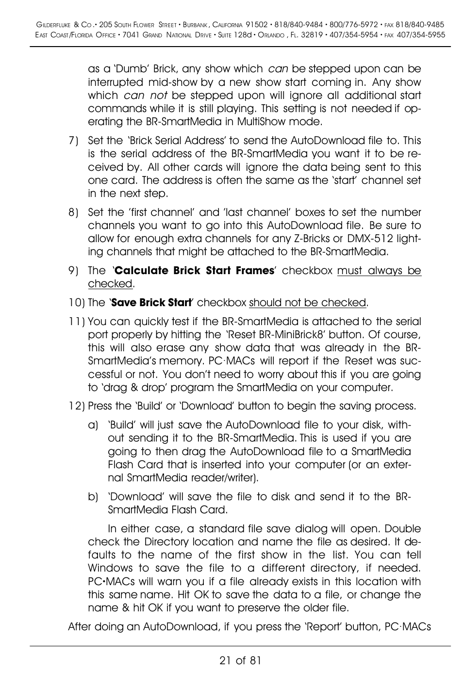 Can not, As a ‘dumb’ brick, any show which, 21 of 81 | Gilderfluke&Co BR-SmartMedia User Manual | Page 29 / 89