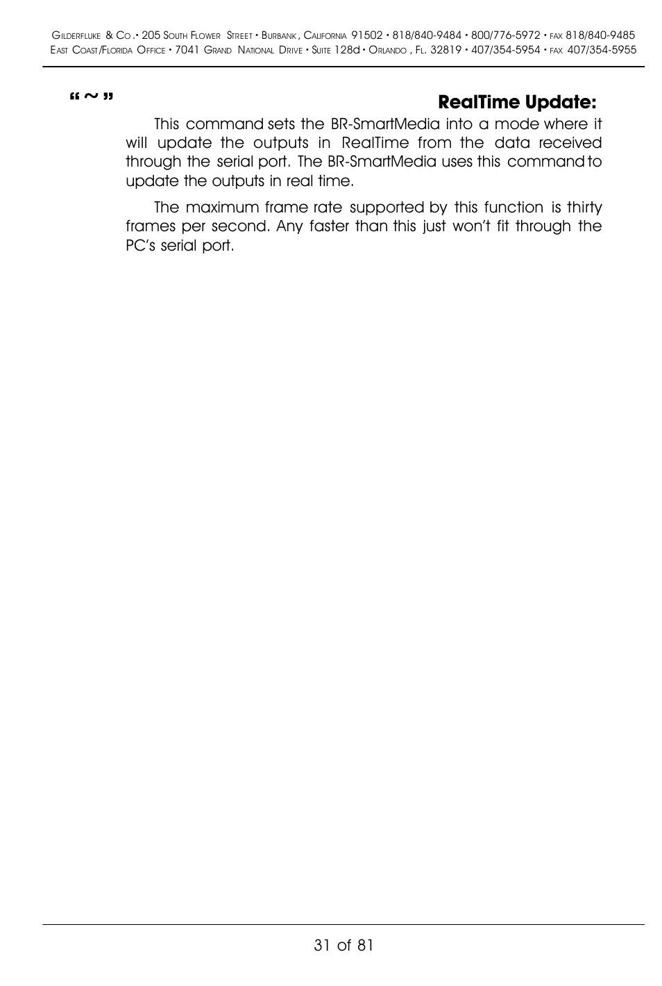 Realtime update, 31 of 81 | Gilderfluke&Co BR-SmartMedia User Manual | Page 39 / 89