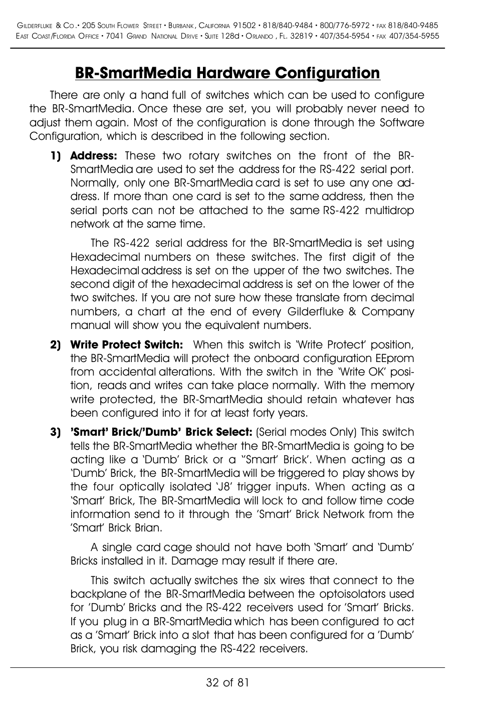 Br-smartmedia hardware configuration, 32 of 81 | Gilderfluke&Co BR-SmartMedia User Manual | Page 40 / 89