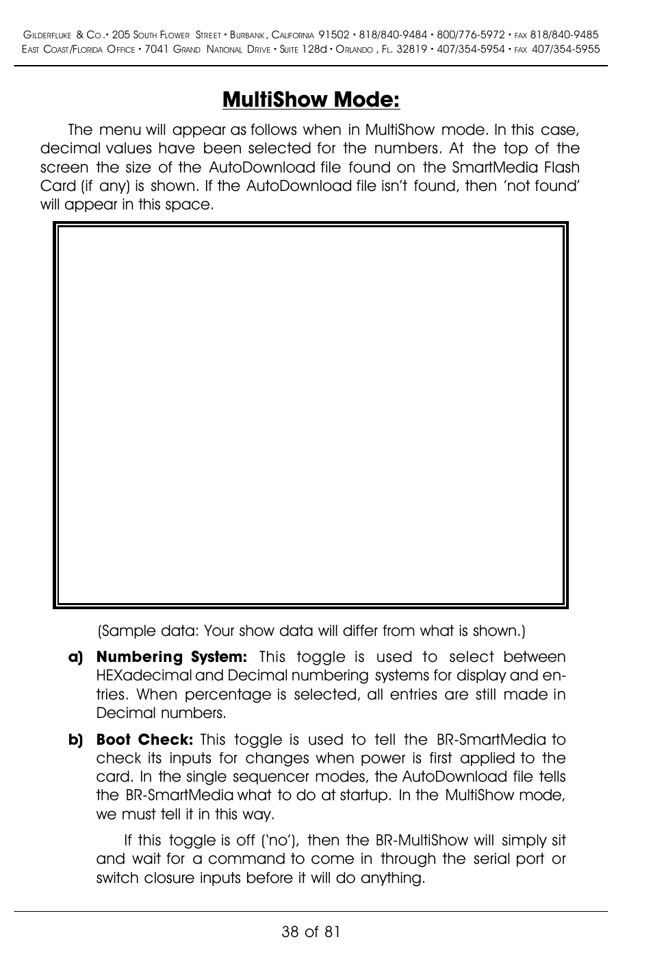 Multishow mode, 38 of 81 | Gilderfluke&Co BR-SmartMedia User Manual | Page 46 / 89