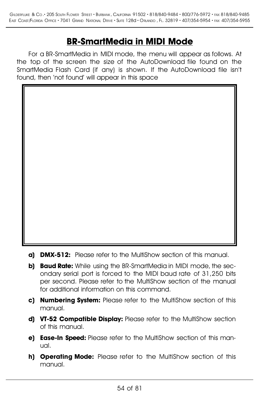 Br-smartmedia in midi mode, 54 of 81 | Gilderfluke&Co BR-SmartMedia User Manual | Page 62 / 89