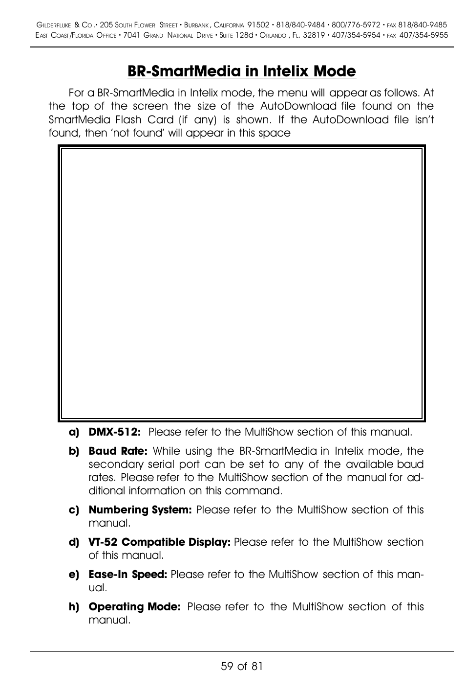 Br-smartmedia in intelix mode, 59 of 81 | Gilderfluke&Co BR-SmartMedia User Manual | Page 67 / 89