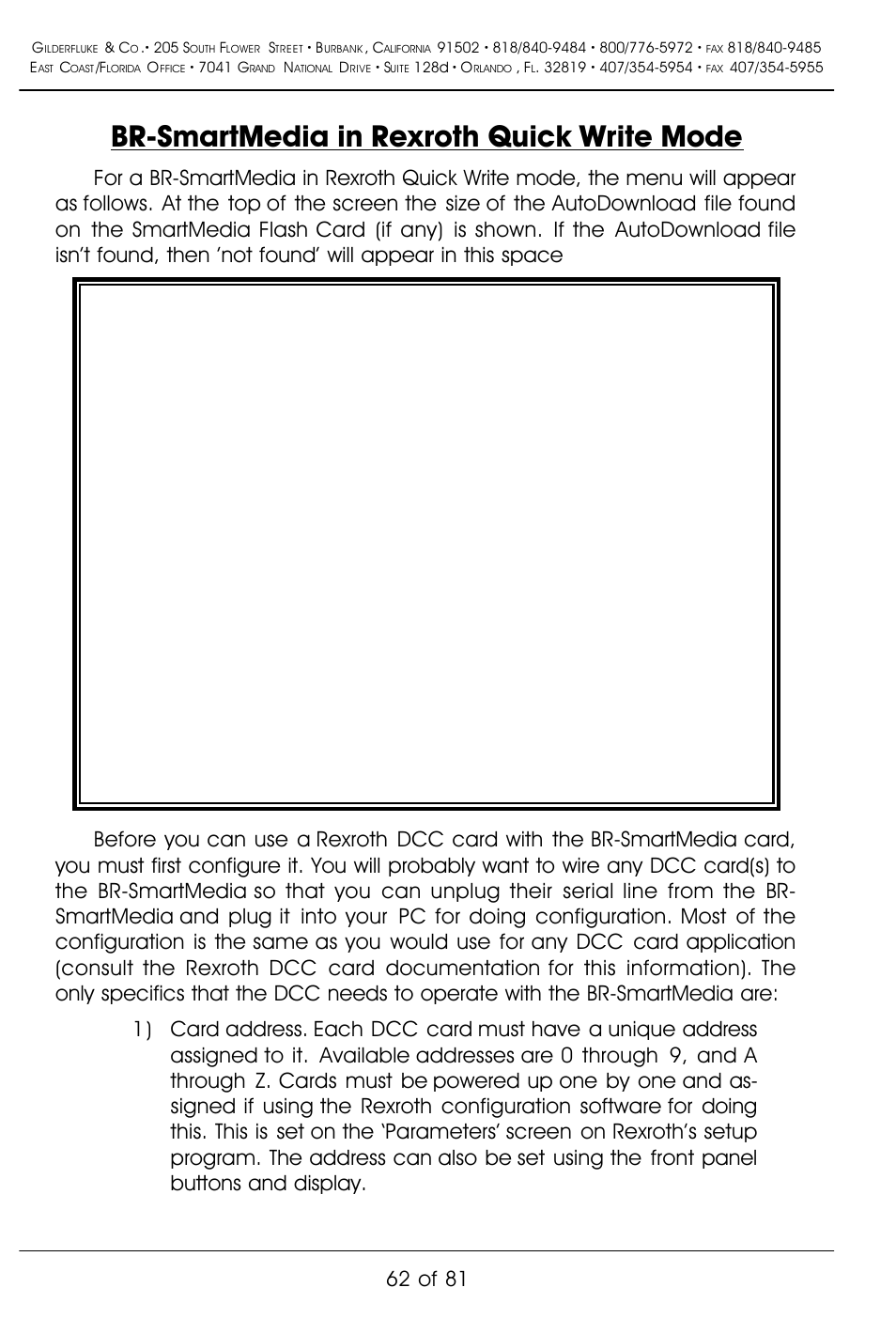 Br-smartmedia in rexroth quick write mode, 62 of 81 | Gilderfluke&Co BR-SmartMedia User Manual | Page 70 / 89