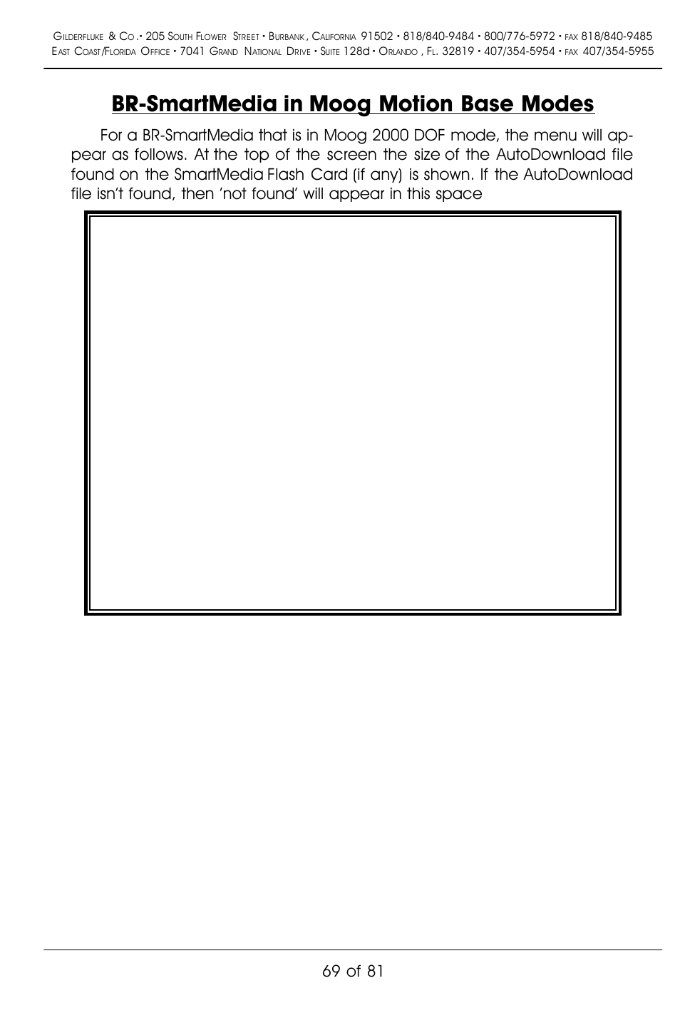 Br-smartmedia in moog motion base modes, 69 of 81 | Gilderfluke&Co BR-SmartMedia User Manual | Page 77 / 89