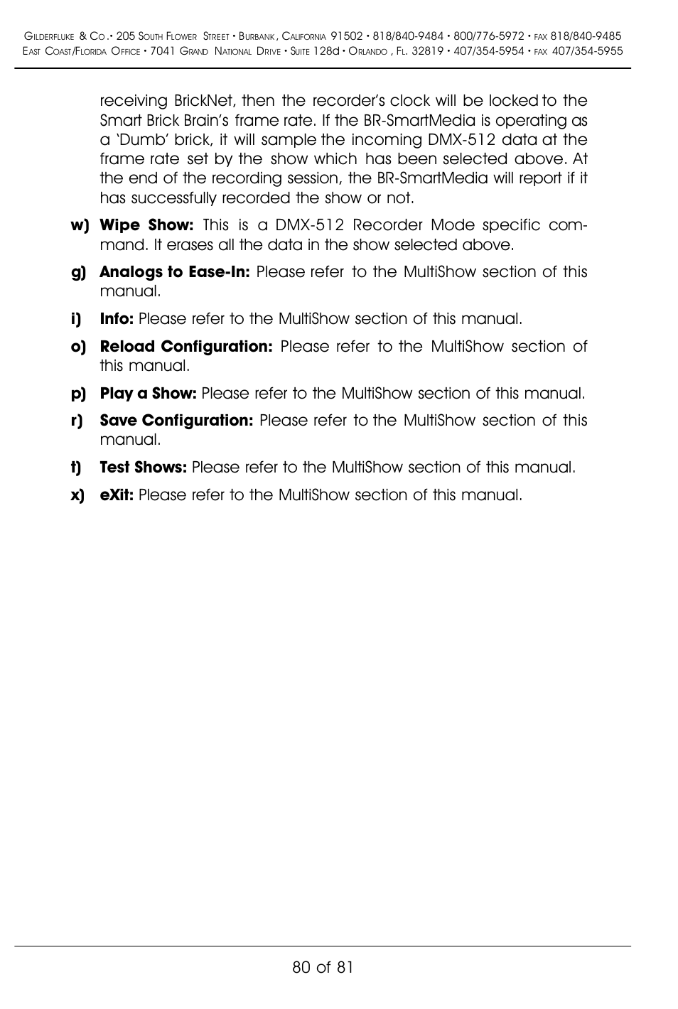 80 of 81 | Gilderfluke&Co BR-SmartMedia User Manual | Page 88 / 89