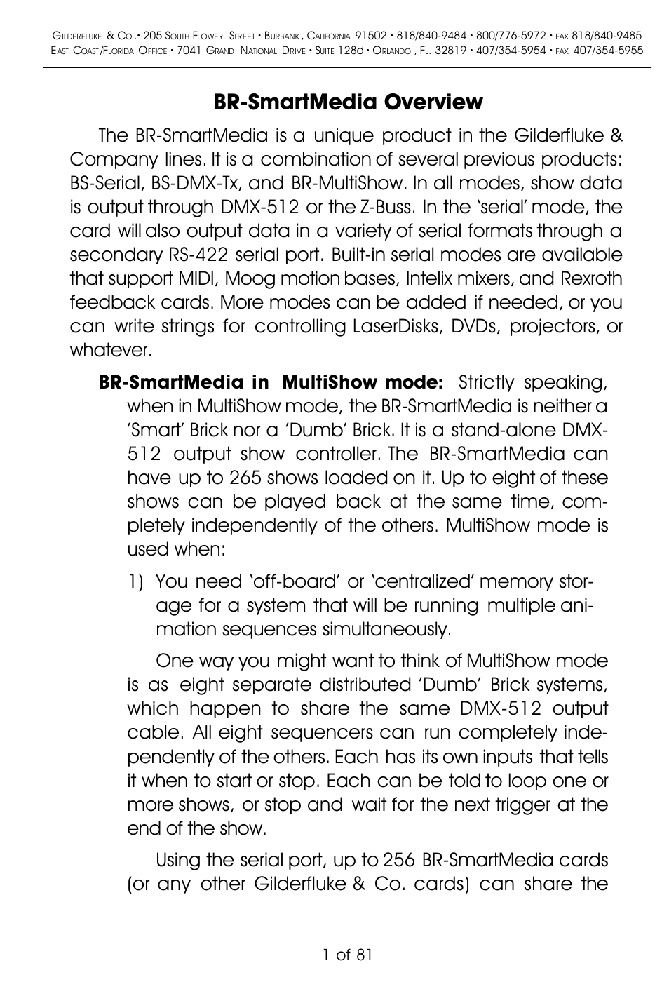 Br-smartmedia overview, 1 of 81 | Gilderfluke&Co BR-SmartMedia User Manual | Page 9 / 89