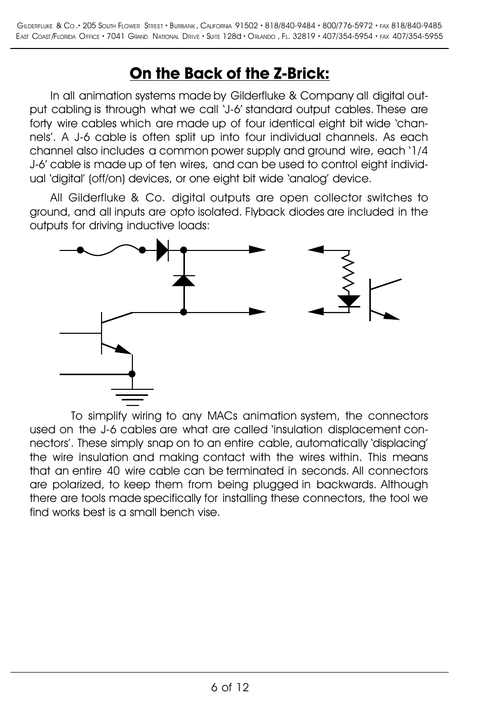 On the back of the z-brick, 6 of 12 | Gilderfluke&Co Z-Brick User Manual | Page 10 / 16