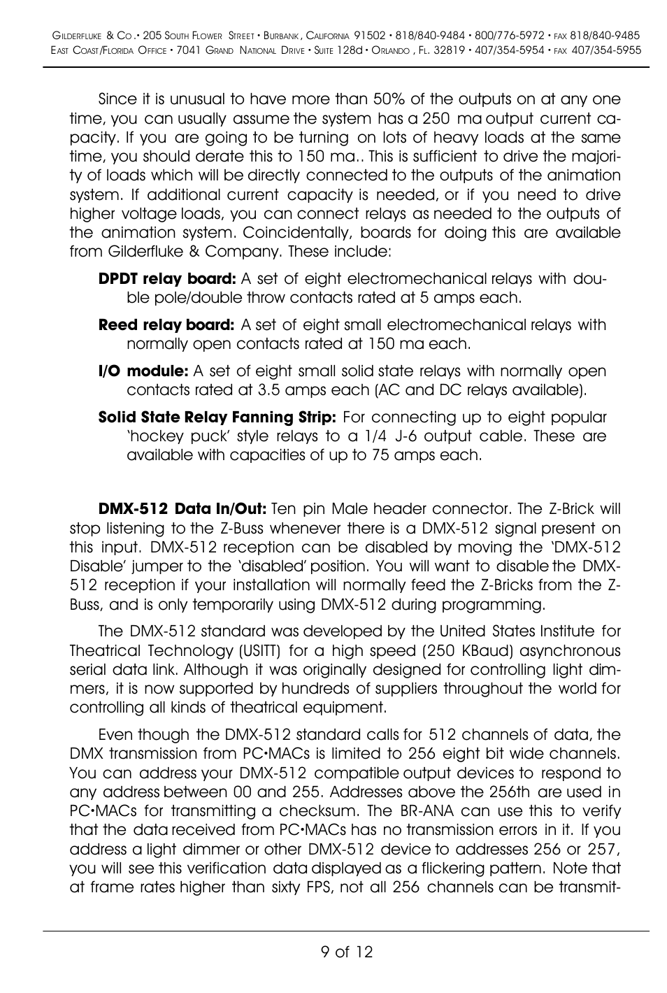 9 of 12 | Gilderfluke&Co Z-Brick User Manual | Page 13 / 16