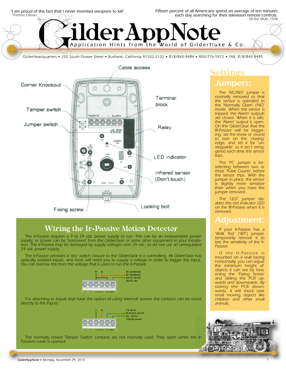 Gilderfluke&Co Ir-Passive Instructions User Manual | 1 page