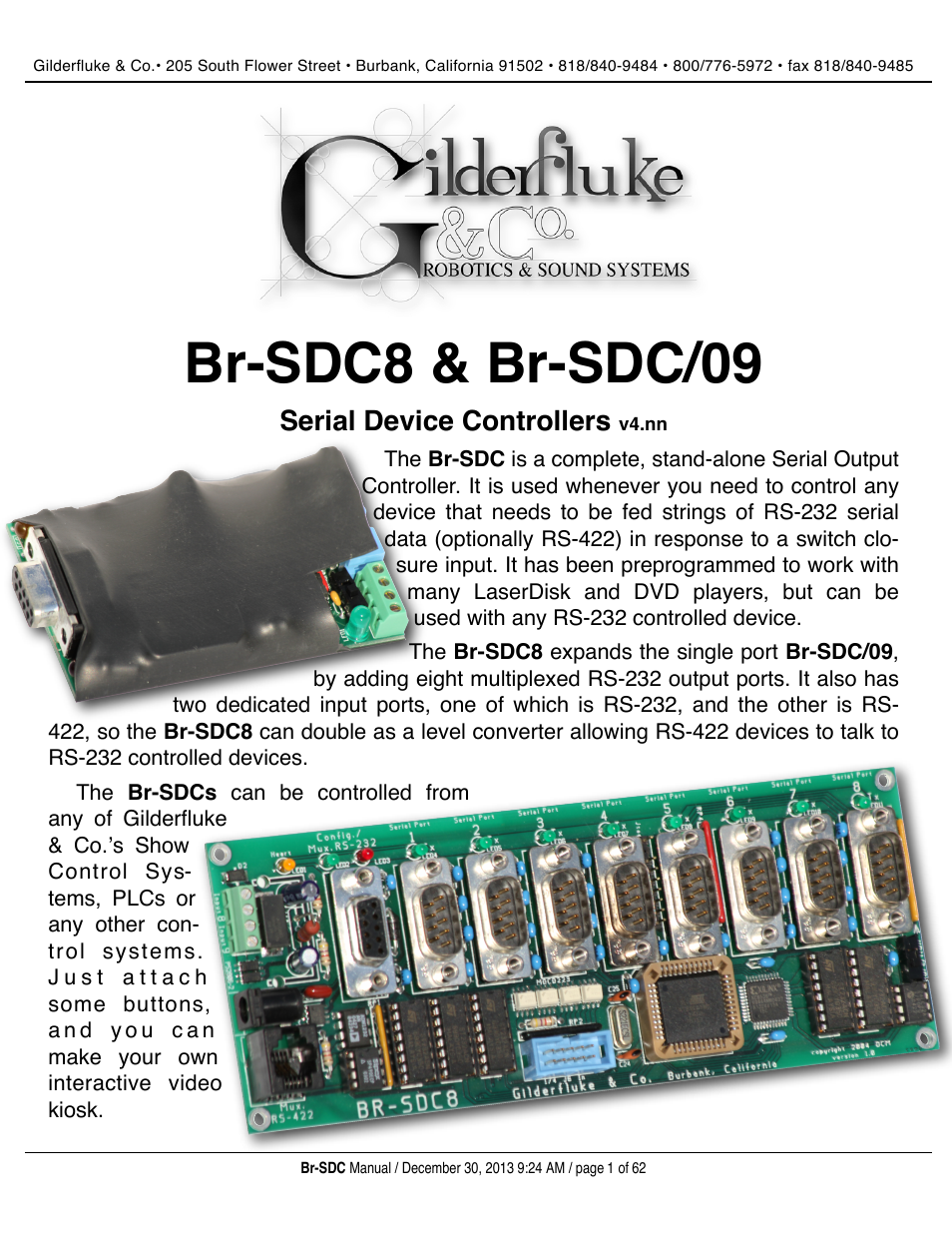 Gilderfluke&Co BR-SDC Serial Device Controller User Manual | 62 pages