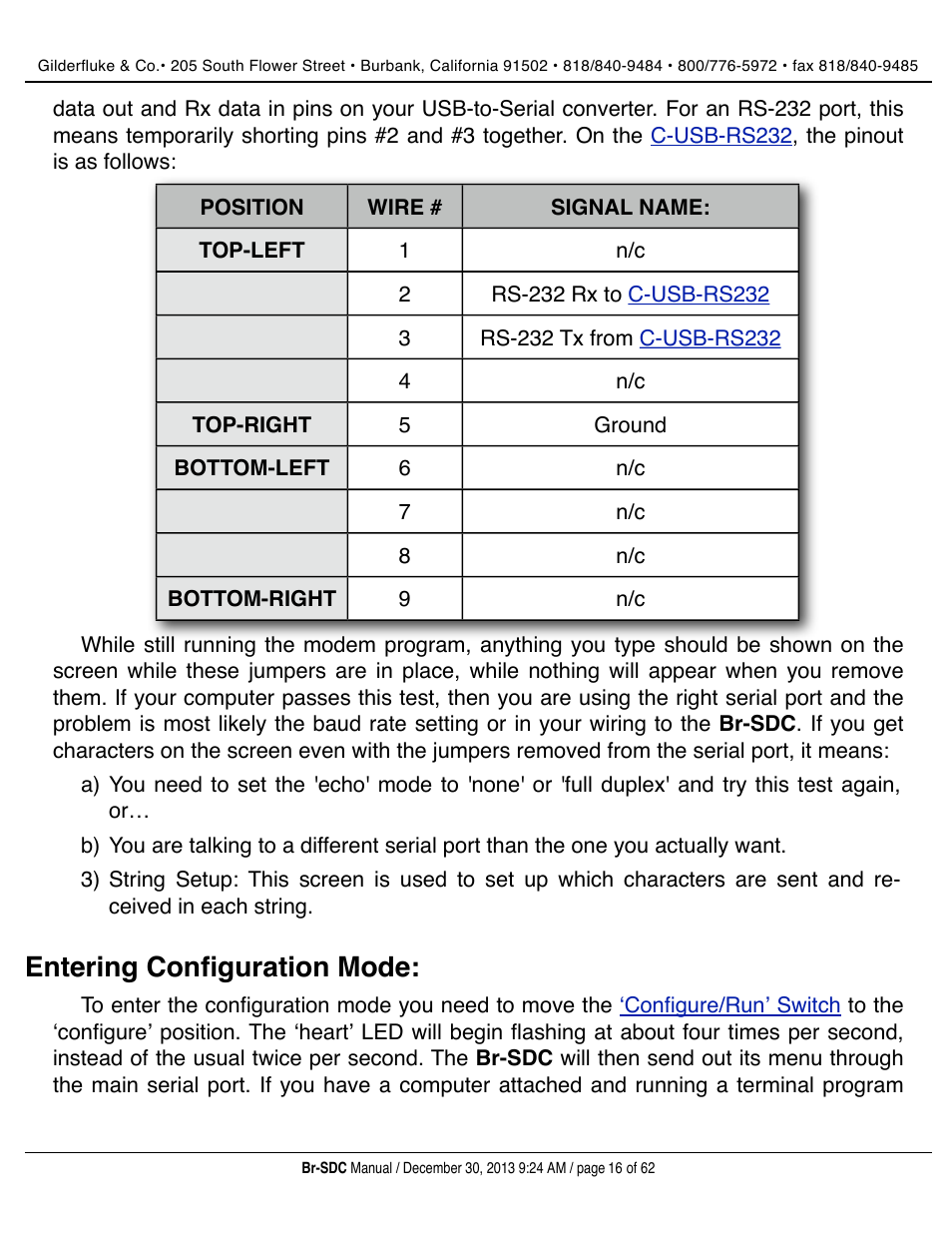 Entering configuration mode | Gilderfluke&Co BR-SDC Serial Device Controller User Manual | Page 16 / 62