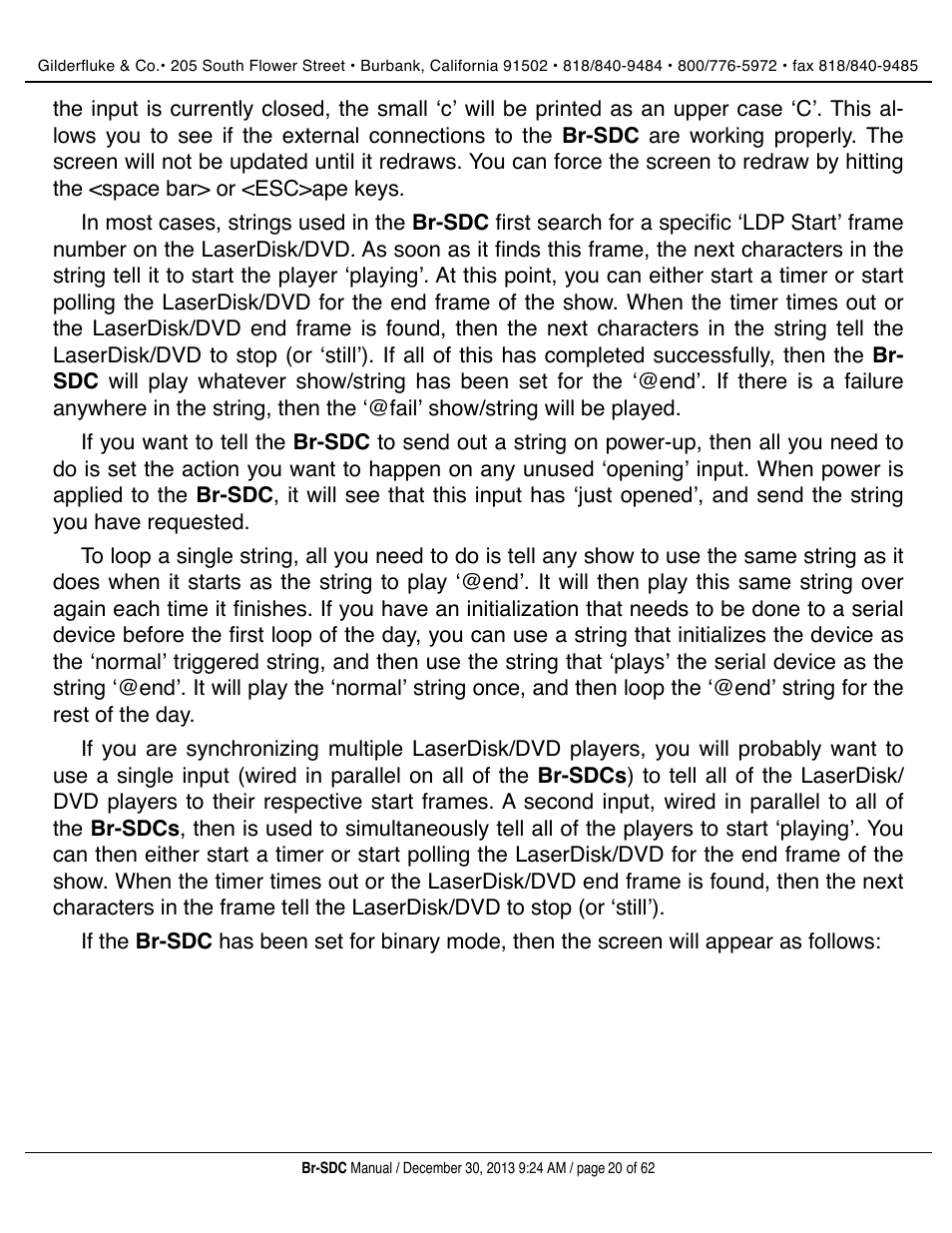 Gilderfluke&Co BR-SDC Serial Device Controller User Manual | Page 20 / 62