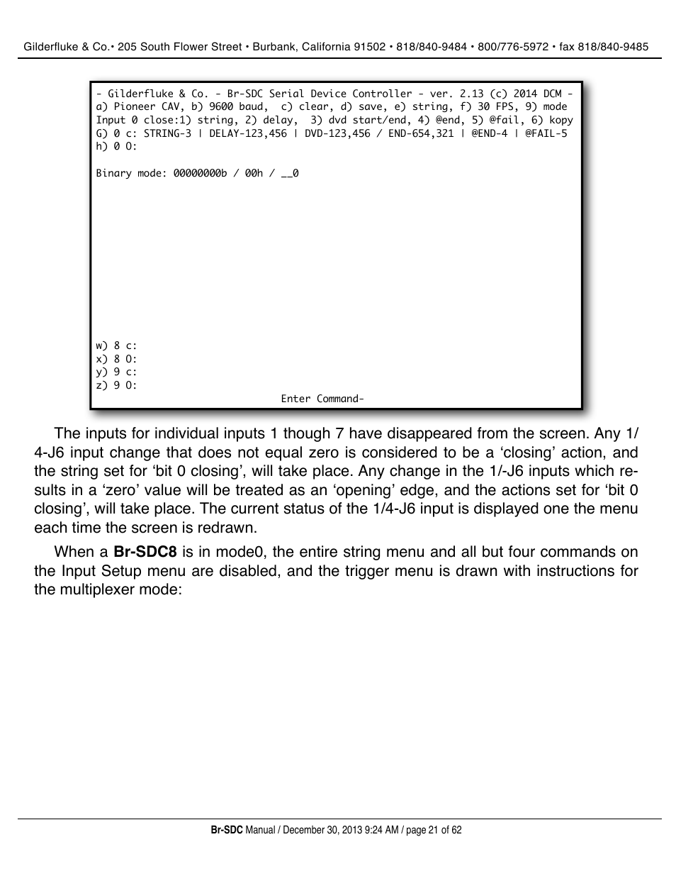 Gilderfluke&Co BR-SDC Serial Device Controller User Manual | Page 21 / 62