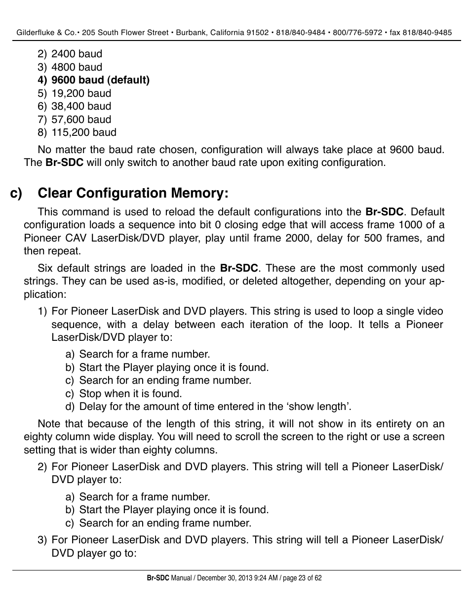 Clear configuration memory | Gilderfluke&Co BR-SDC Serial Device Controller User Manual | Page 23 / 62