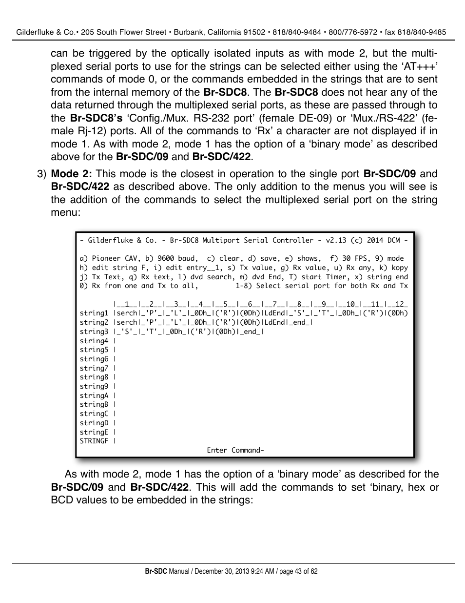 Gilderfluke&Co BR-SDC Serial Device Controller User Manual | Page 43 / 62