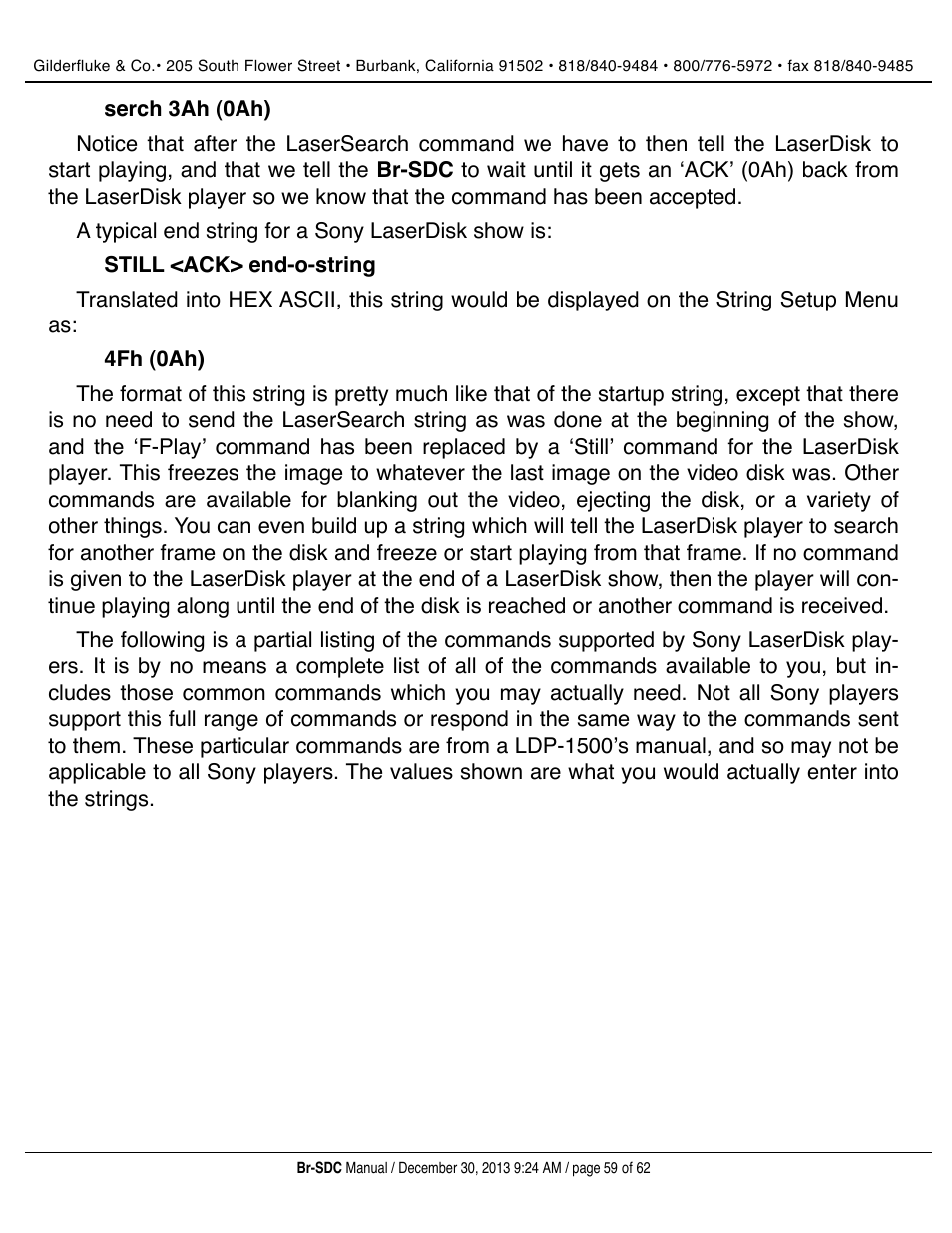 Gilderfluke&Co BR-SDC Serial Device Controller User Manual | Page 59 / 62