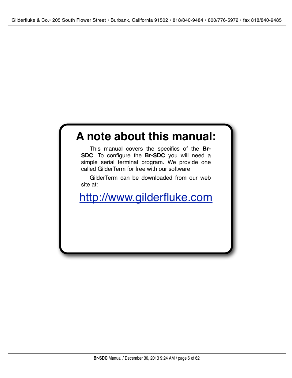 Gilderfluke&Co BR-SDC Serial Device Controller User Manual | Page 6 / 62