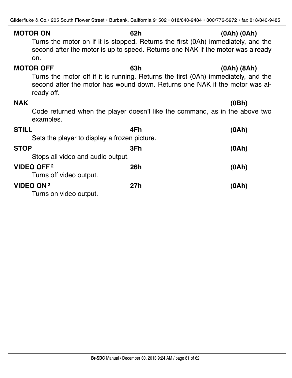 Gilderfluke&Co BR-SDC Serial Device Controller User Manual | Page 61 / 62