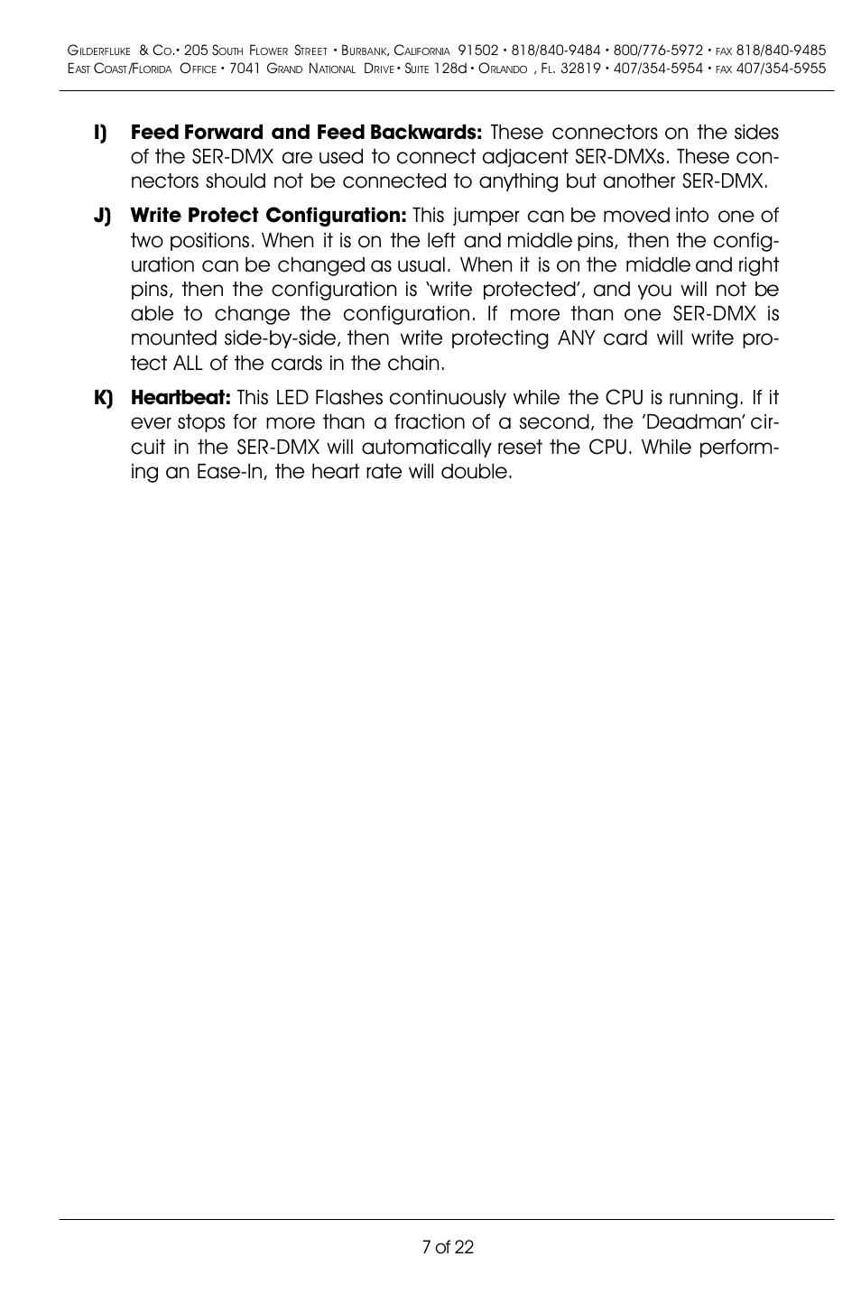 7 of 22 | Gilderfluke&Co DMX-512 Input Servo Motor Controller User Manual | Page 11 / 26