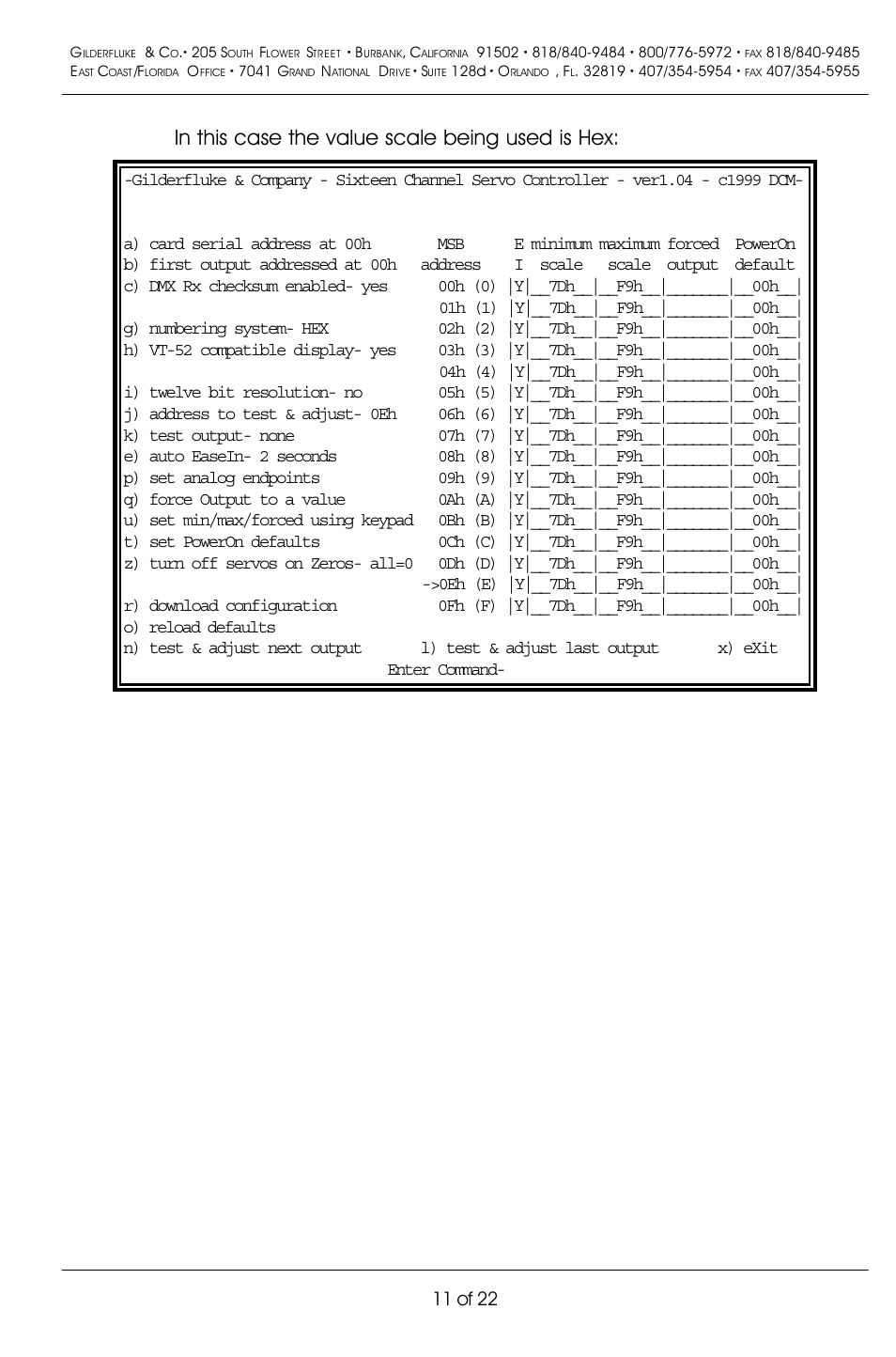 11 of 22 | Gilderfluke&Co DMX-512 Input Servo Motor Controller User Manual | Page 15 / 26