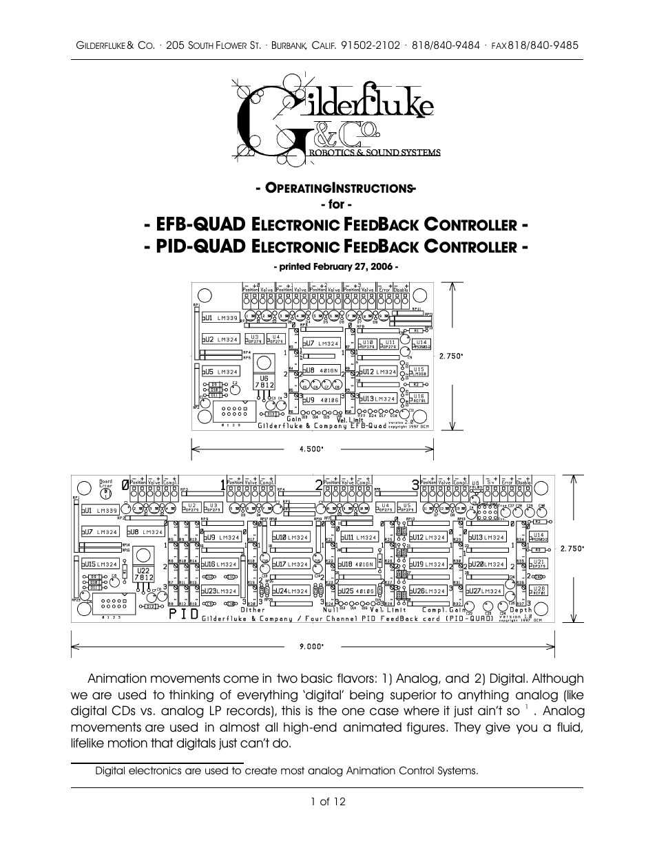 Gilderfluke&Co Quad EFB Controller User Manual | 12 pages