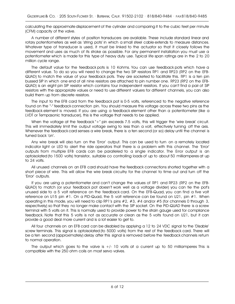 Gilderfluke&Co Quad EFB Controller User Manual | Page 6 / 12