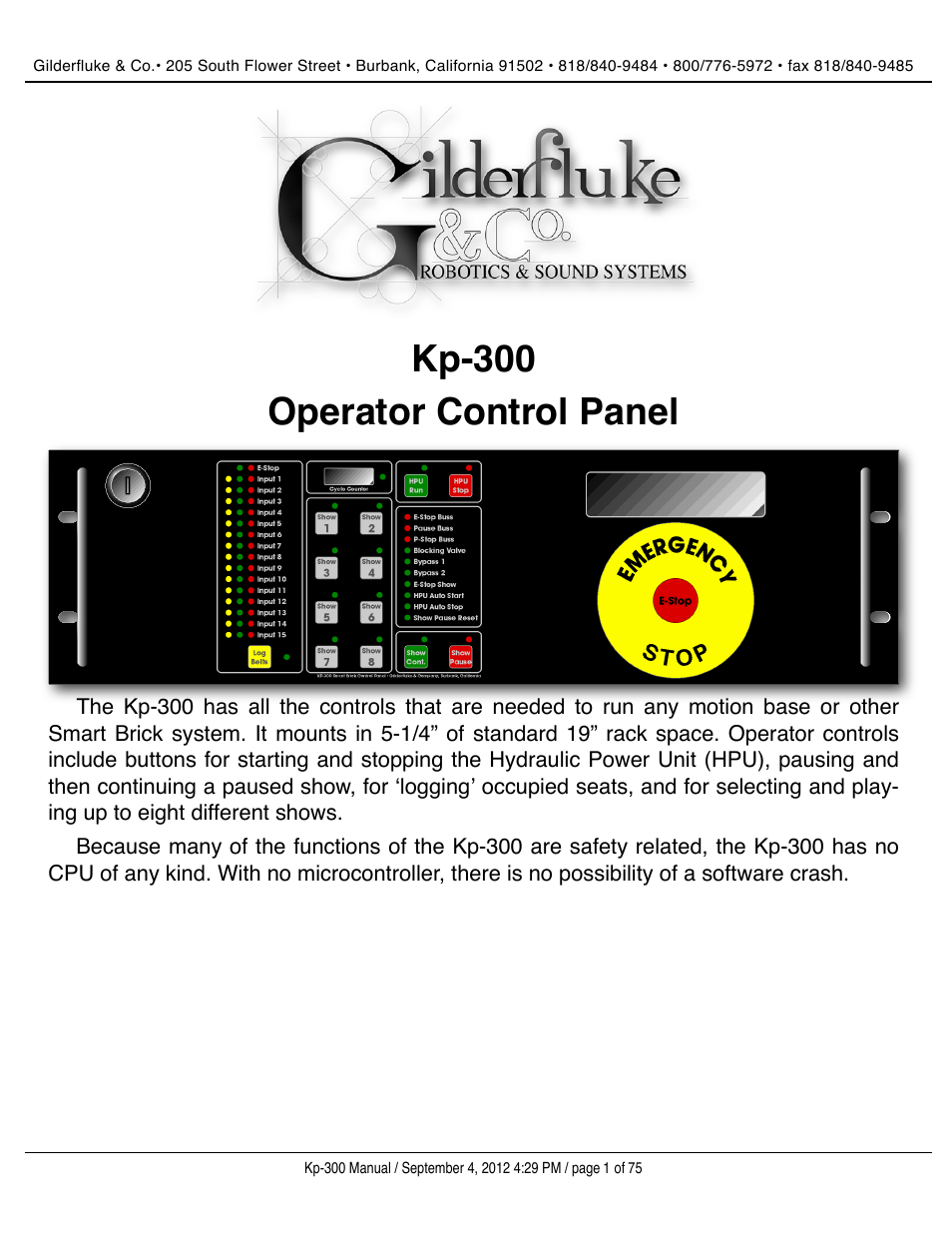 Gilderfluke&Co KP-300 Smart Brick Control Panel User Manual | 75 pages