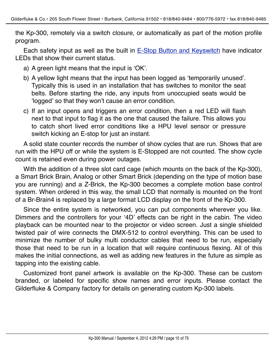Gilderfluke&Co KP-300 Smart Brick Control Panel User Manual | Page 10 / 75