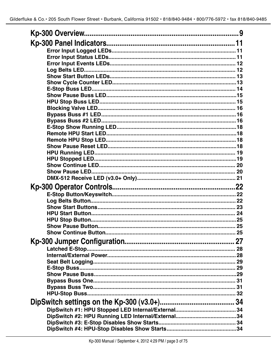 Gilderfluke&Co KP-300 Smart Brick Control Panel User Manual | Page 3 / 75