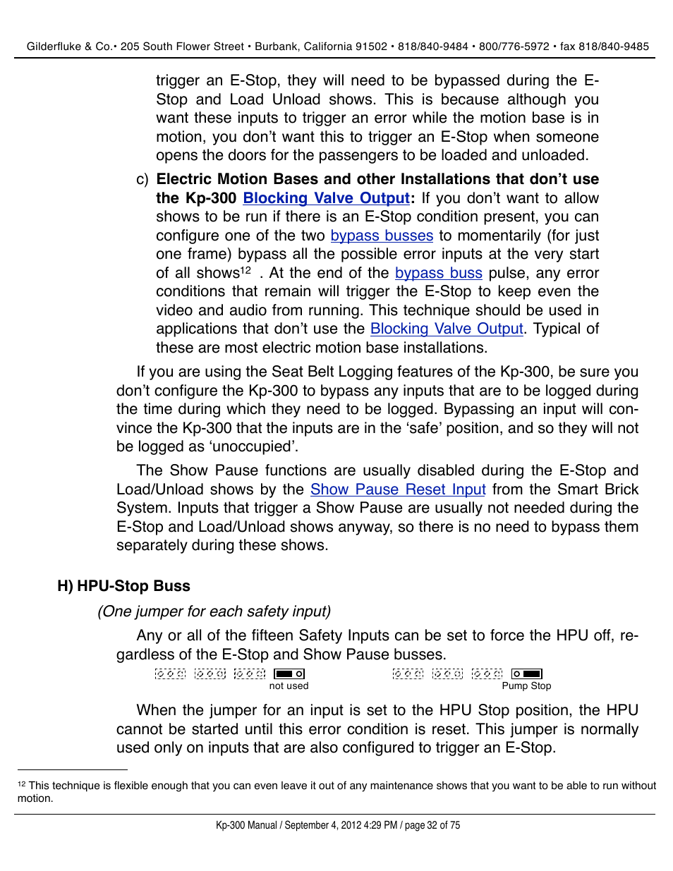 Hpu-stop buss | Gilderfluke&Co KP-300 Smart Brick Control Panel User Manual | Page 32 / 75