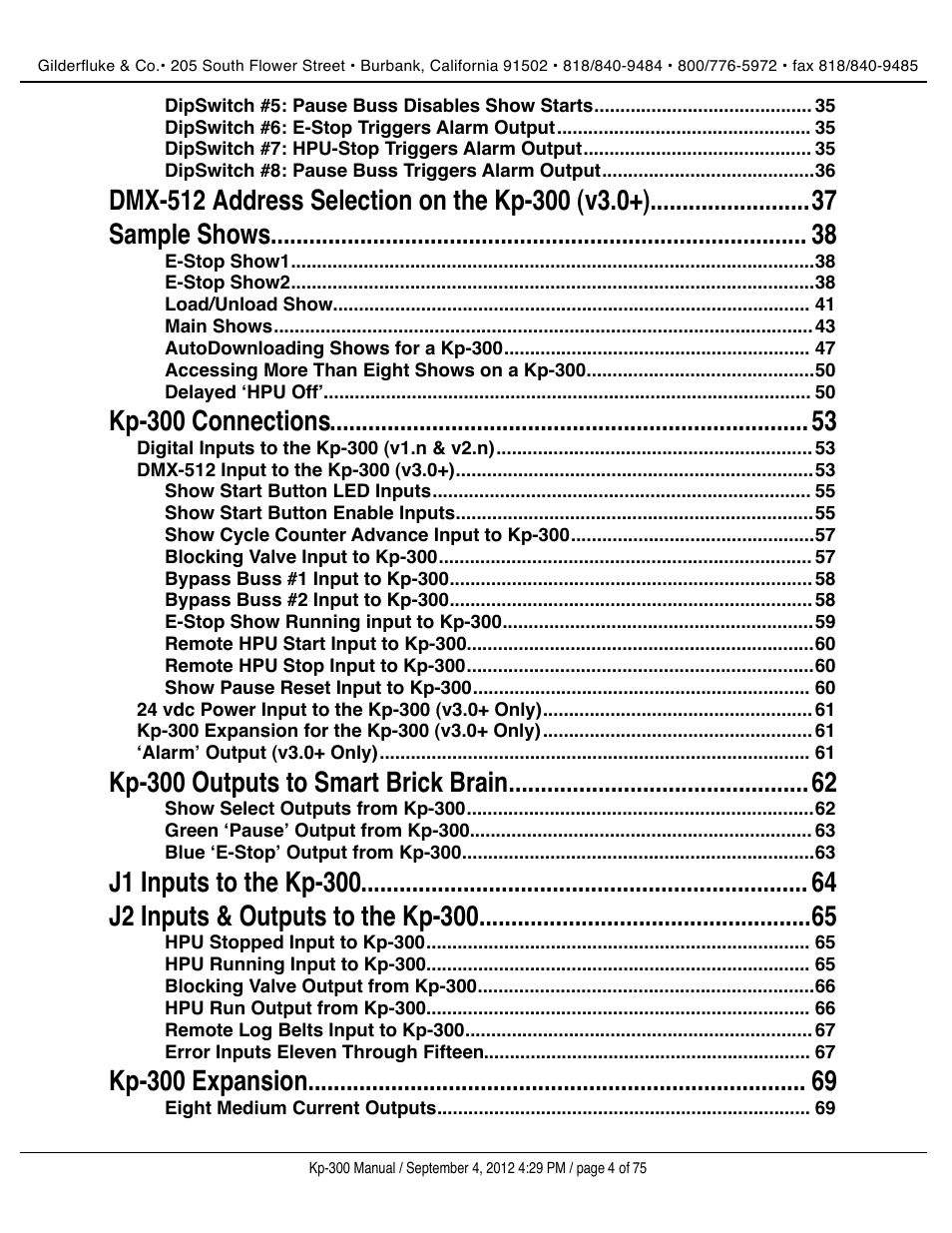 Gilderfluke&Co KP-300 Smart Brick Control Panel User Manual | Page 4 / 75