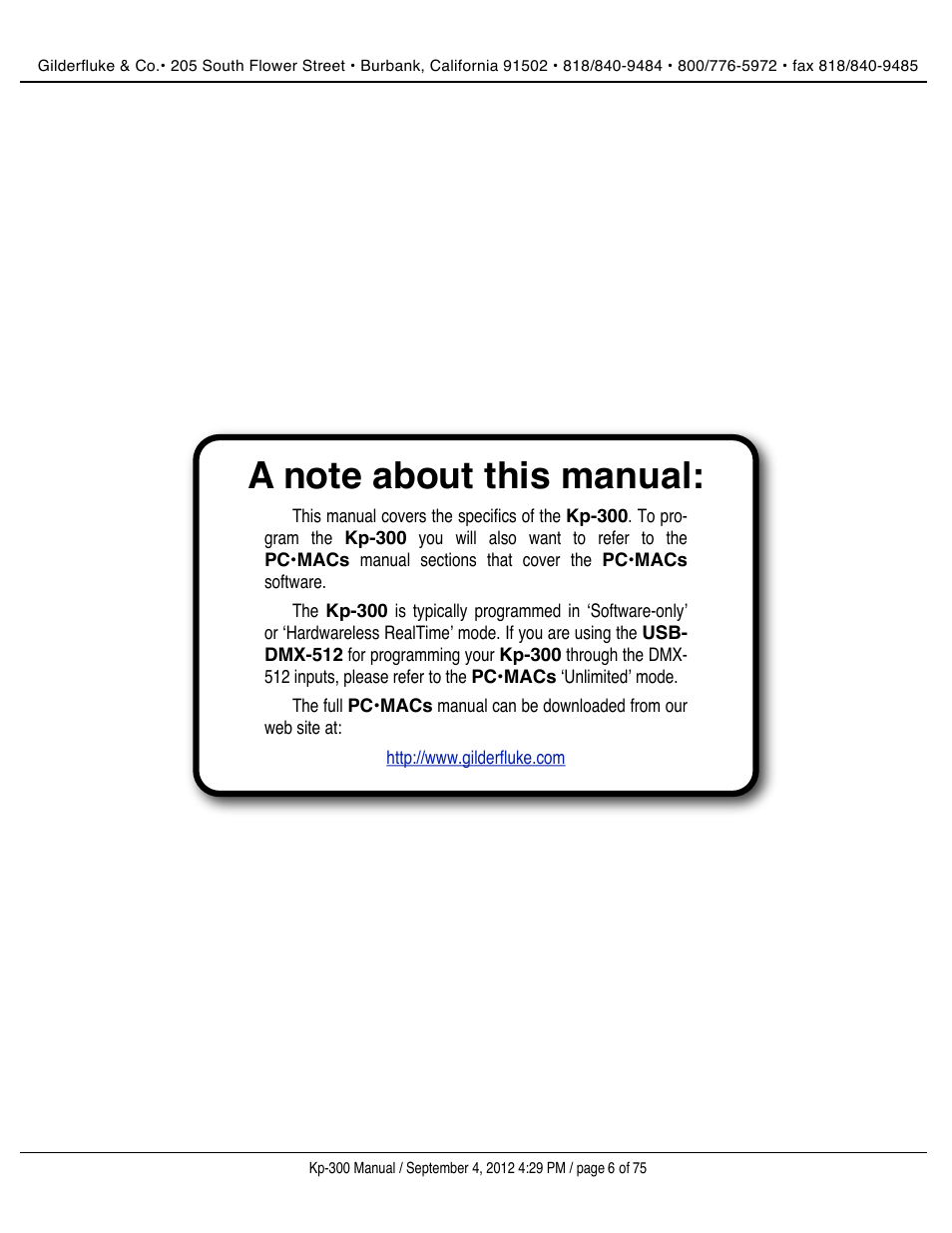 Gilderfluke&Co KP-300 Smart Brick Control Panel User Manual | Page 6 / 75