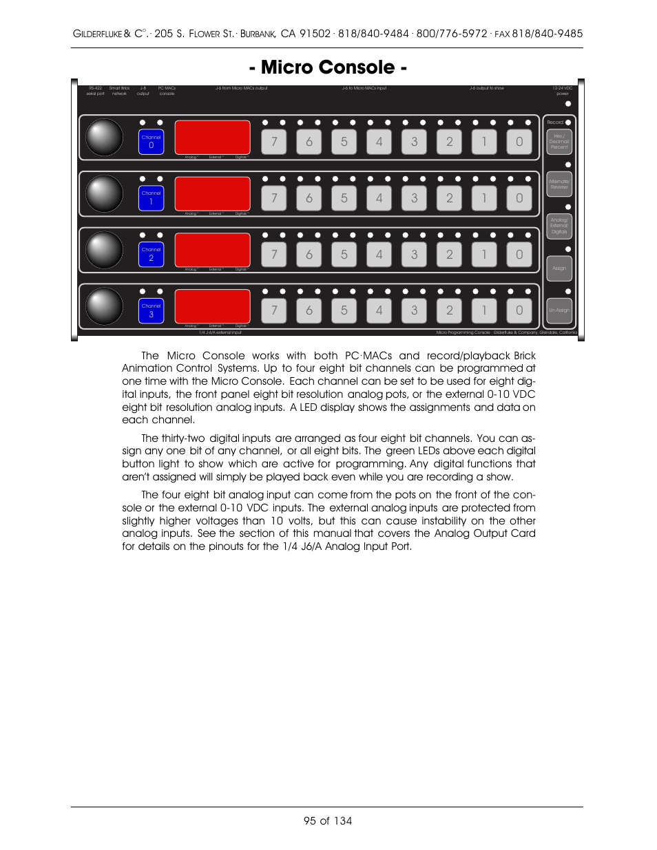 Micro console | Gilderfluke&Co old Smart Brick Manual User Manual | Page 105 / 144