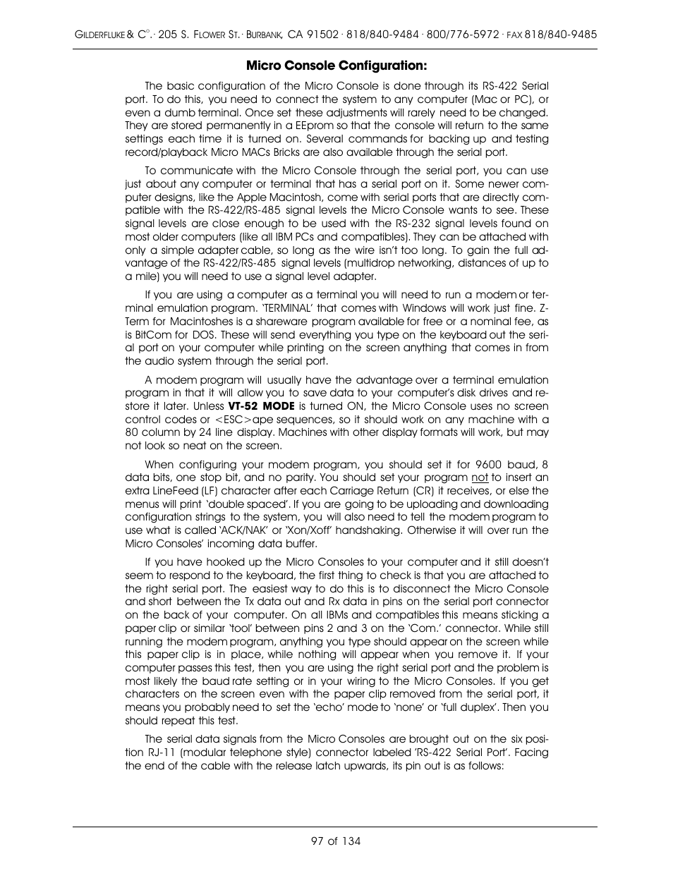 Micro console configuration | Gilderfluke&Co old Smart Brick Manual User Manual | Page 107 / 144