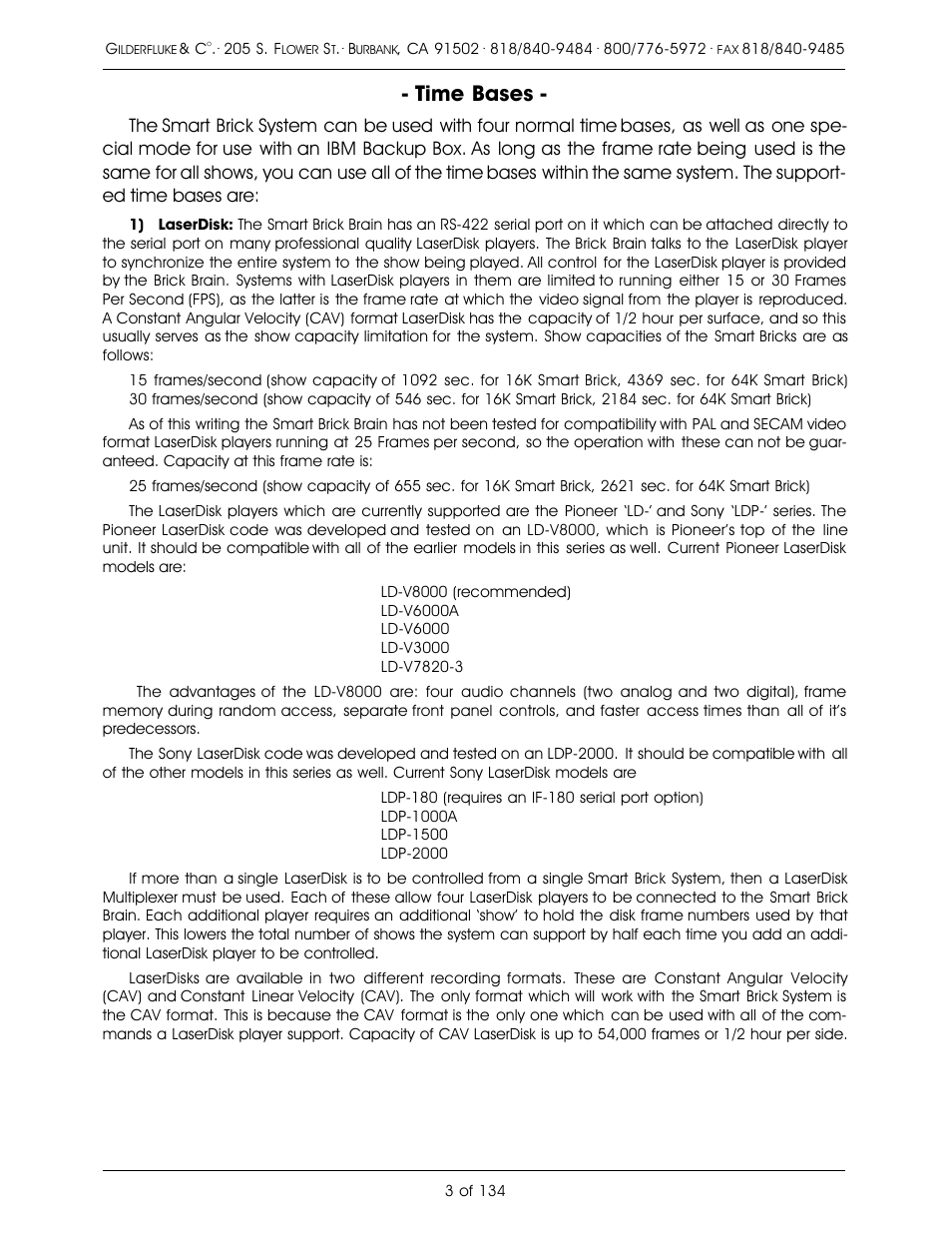 Time bases | Gilderfluke&Co old Smart Brick Manual User Manual | Page 13 / 144