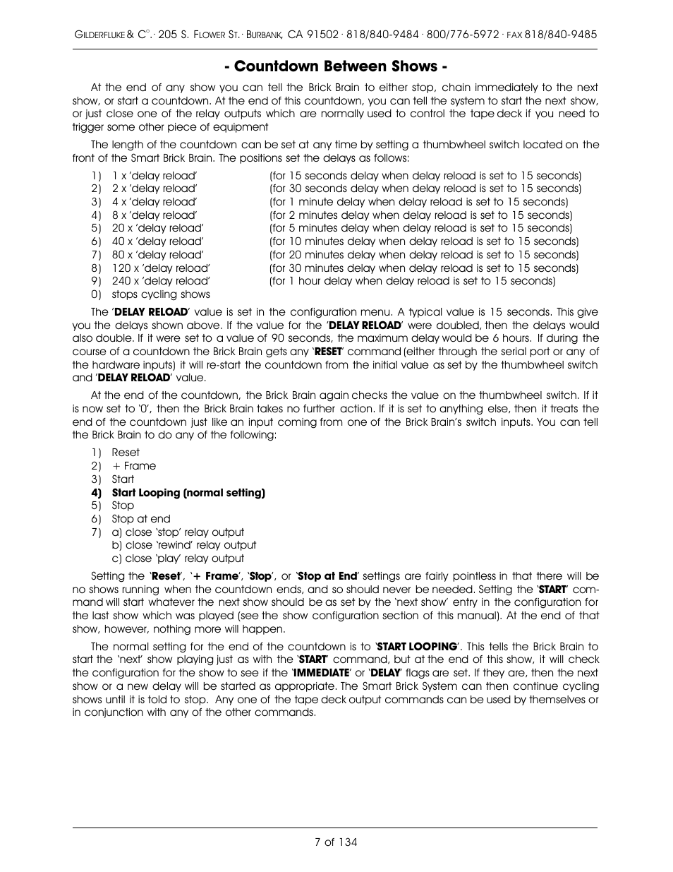 Countdown between shows | Gilderfluke&Co old Smart Brick Manual User Manual | Page 17 / 144