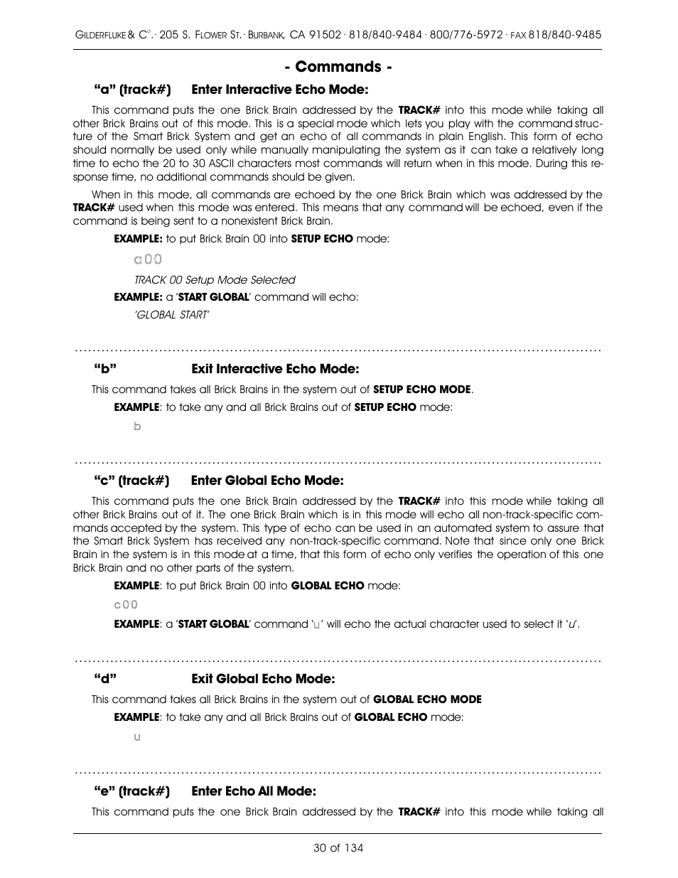 Commands | Gilderfluke&Co old Smart Brick Manual User Manual | Page 40 / 144