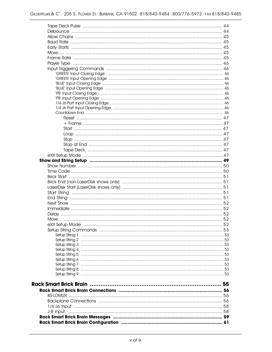 Rack smart brick brain | Gilderfluke&Co old Smart Brick Manual User Manual | Page 5 / 144