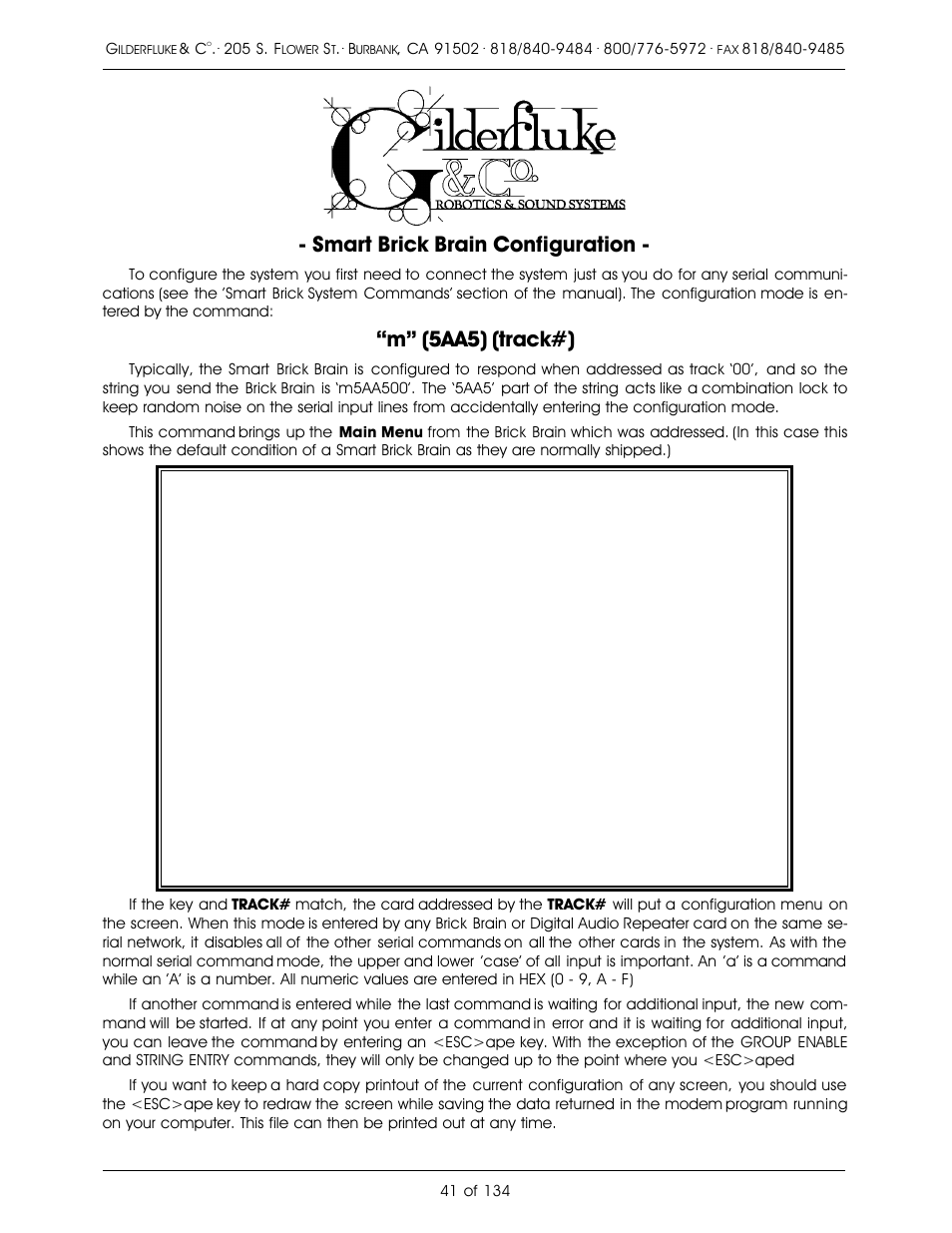 Smart brick brain configuration, Òmó (5aa5) (track#) | Gilderfluke&Co old Smart Brick Manual User Manual | Page 51 / 144