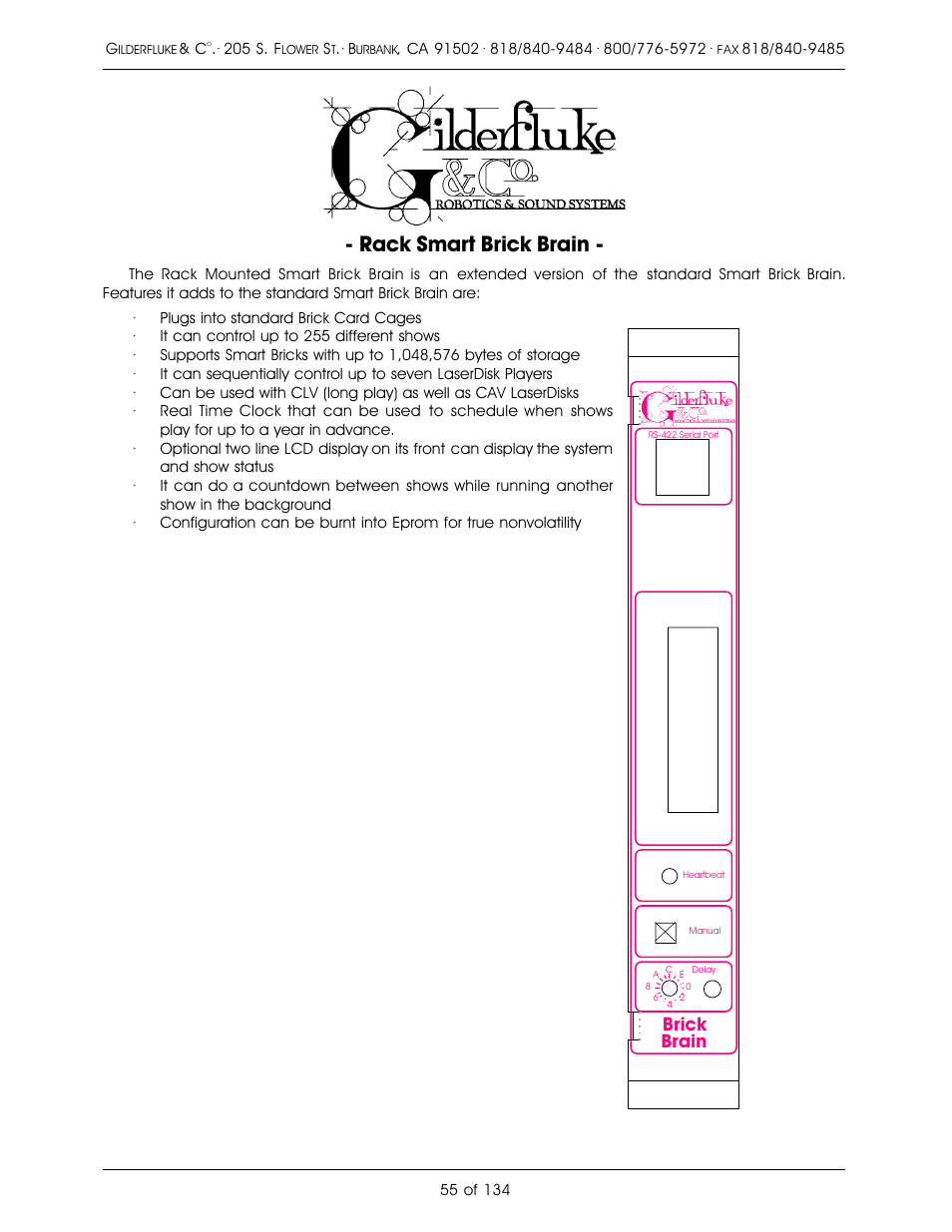 Rack smart brick brain, Brick brain | Gilderfluke&Co old Smart Brick Manual User Manual | Page 65 / 144