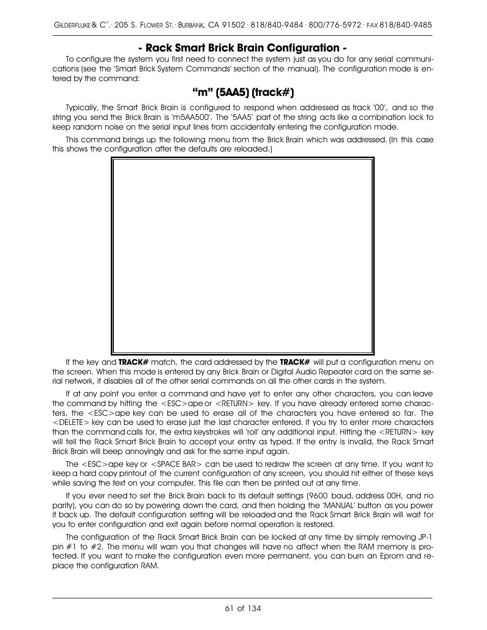 Rack smart brick brain configuration, Òmó (5aa5) (track#) | Gilderfluke&Co old Smart Brick Manual User Manual | Page 71 / 144