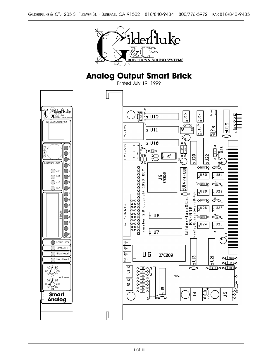 Gilderfluke&Co Analog Output Smart Brick (ver 2.nn w/Eprom memory) User Manual | 28 pages
