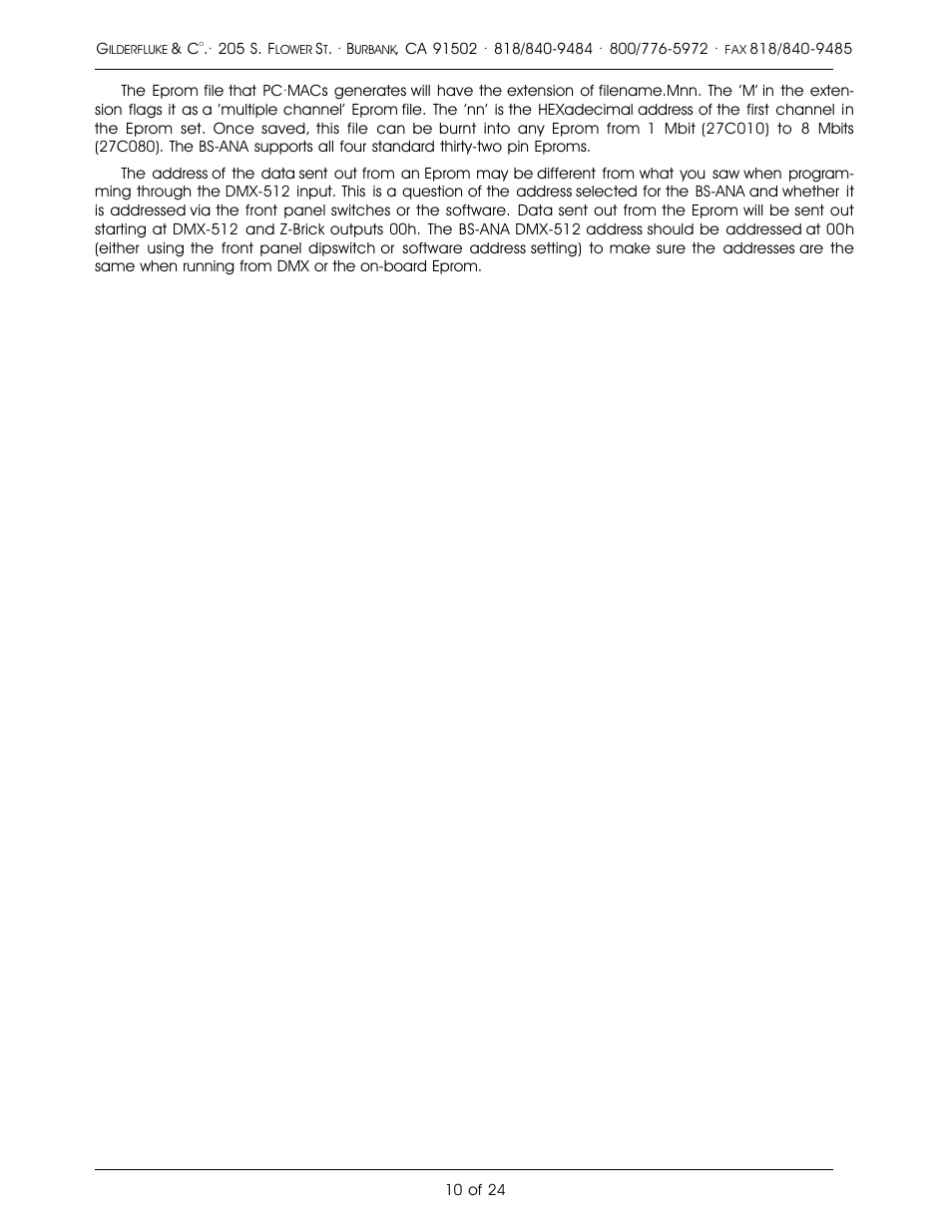 Gilderfluke&Co Analog Output Smart Brick (ver 2.nn w/Eprom memory) User Manual | Page 14 / 28